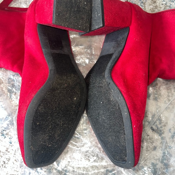 Faux Suede Bootie In Red - Picture 5 of 7